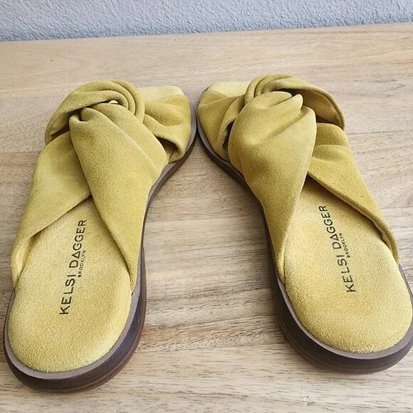 Kelsi Dagger Brooklyn Shoes Womens Size 6.5 Suede Knot Slide Sandals Comfort - Picture 3 of 11